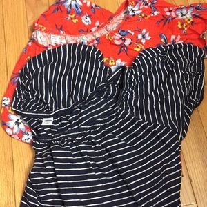 2 short sleeved maternity shirts